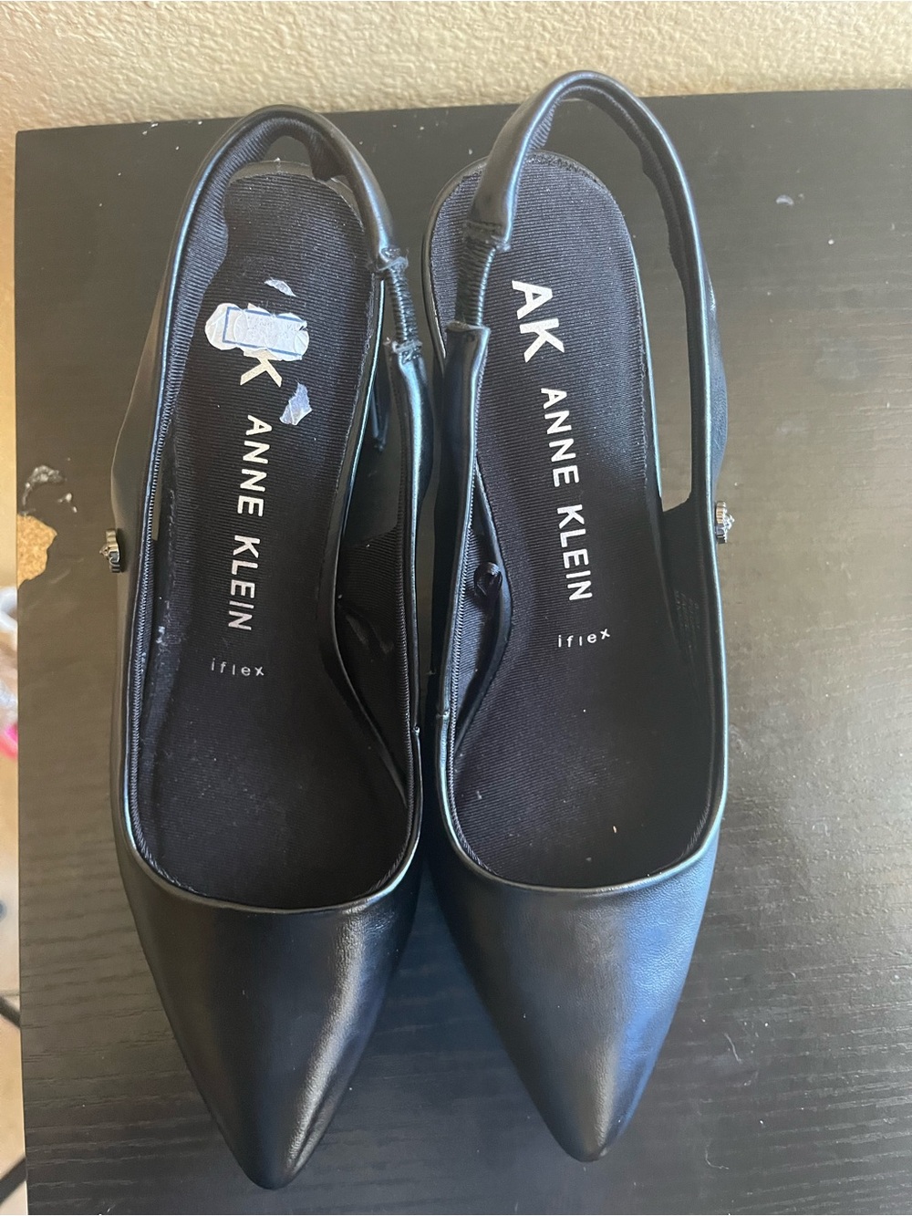 Anne Klein Black Pointed Slingback Flats with iFlex Insole